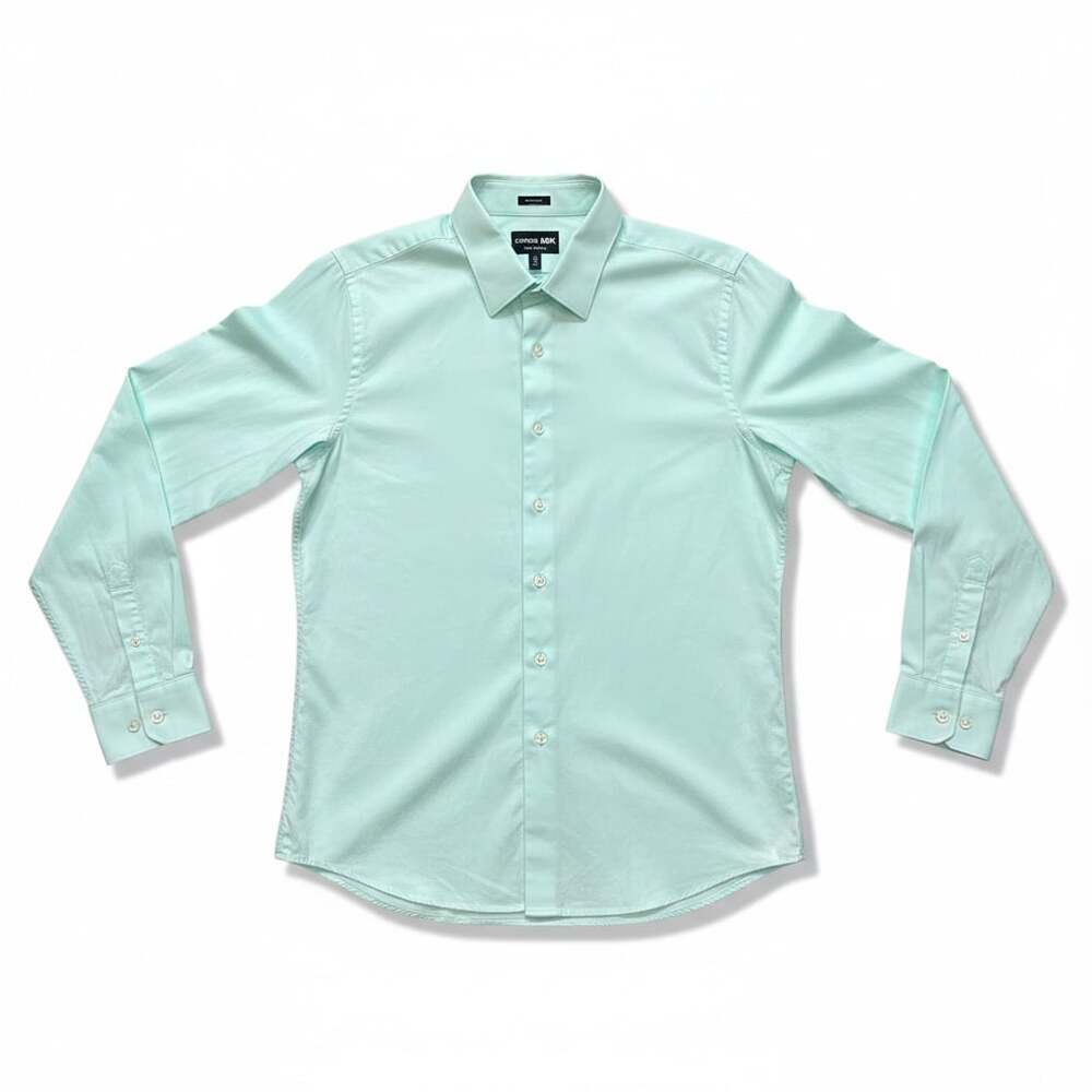 Express 1MX Extra Slim Fit Dress Shirt Mint Green Size M 15-15.5